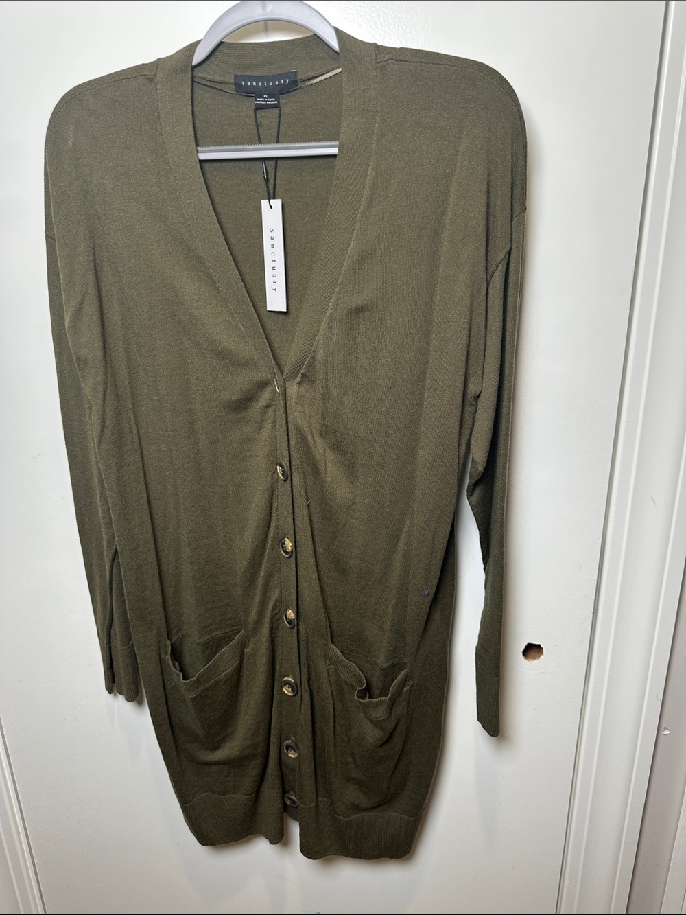 Sanctuary Olive Cardigan with Front Buttons (100)